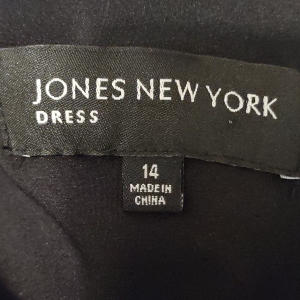 New Jones New York Women's Size 14 Classic‎ Black Dress Embroidered Midriff - Picture 8 of 14
